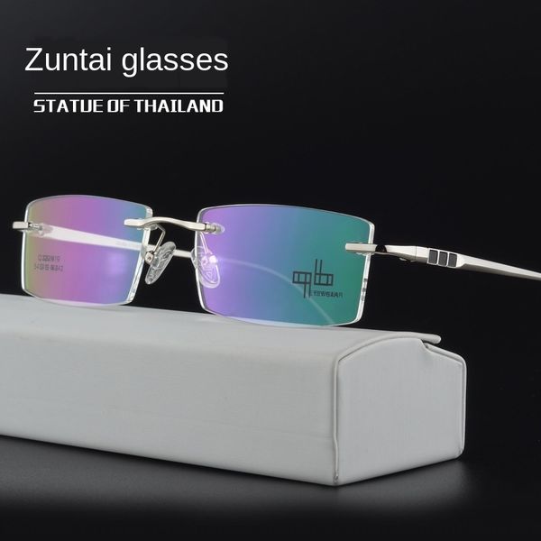 

danyang business men's metal optical myopia frame frameless myopia glasses glasses frame, Silver