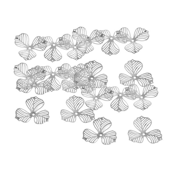

20pcs silver metal filigree flower bead caps