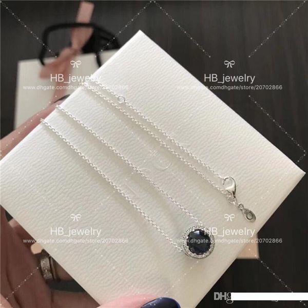 

popular fashion brand ocean heart necklace for lady design women party wedding lovers gift luxury pandora jewelry for bride with box, Silver