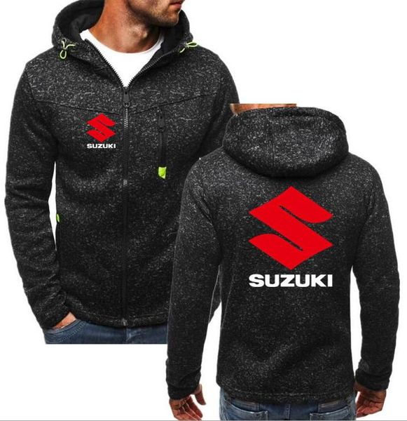 

fashion mens for suzuki print logo hoodies casual for men print sweatshirts hip hop pullover zipper pocket with cap man hooded, Black
