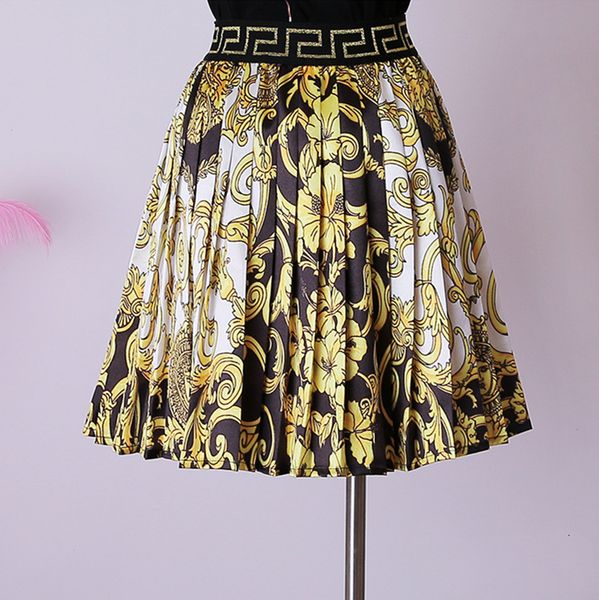 

summer new fashion vintage high waist court style printed pleated skirt wholesale dropshipping skirt are both welcomed ly191116