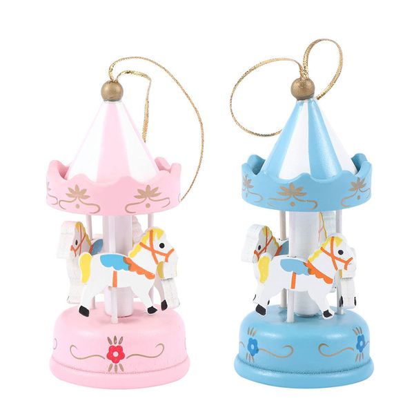 

carousel wood horse pendant wooden craft ornaments christmas kid toys gift christmas tree decorations deskornaments useful