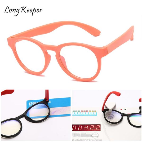 

kids anti blue light glasses frame children tr90 silicone optical glasses boy girl flexible round eyeglasses protective orange, White;black