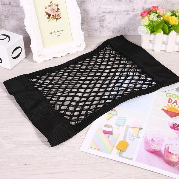 

universal durable car back rear trunk seat 122g elastic string net mesh square storage bag black