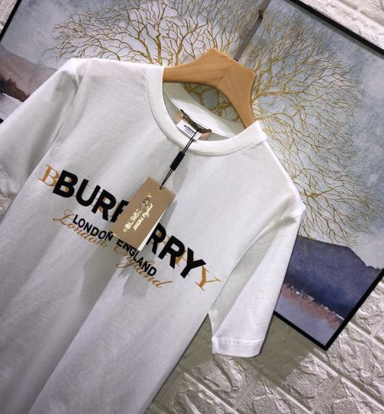 

B дизайн футболка мода топы новый письмо печать с коротким рукавом футболки высок