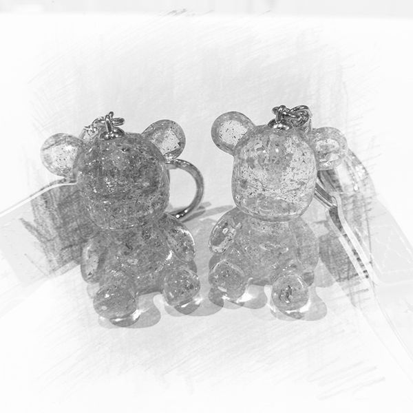 

cute colorful bear keychain practical student pendant exquisite practical creative gifts car key chain ing, Silver