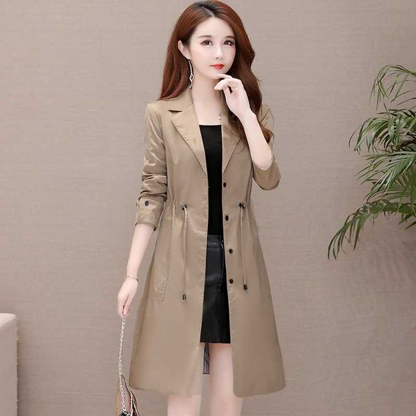 

long coat women trench coat 2020 spring autumn korean new women overcoat fashion plus size slim windbreaker ladies outwear 5xl, Tan;black