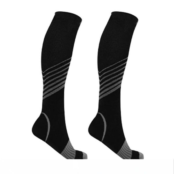 

men women long tube running exercise soft athletic sports compression socks stripe pattern cycling fashion hiking elastic casual, Black