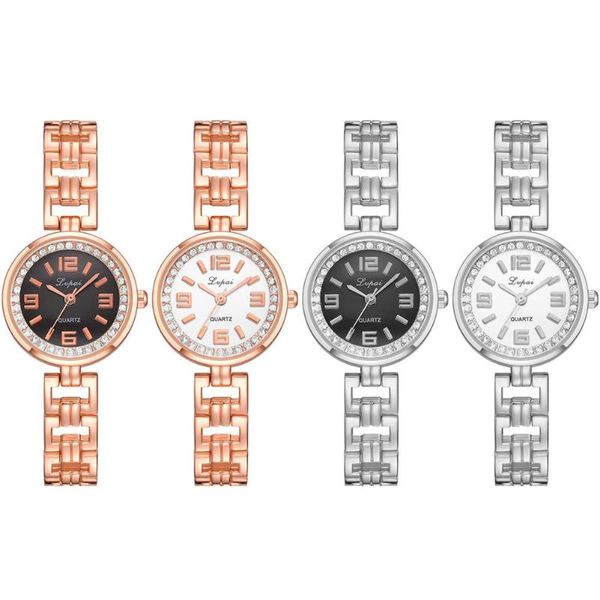 

new fashion rhinestone watches women stainless steel bracelet watches ladies quartz round dial quartz watch, Slivery;brown