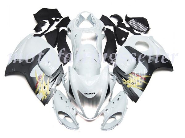 

new abs plastic fairings kit fit for suzuki gsx1300 1300r 2008 09 10 11 12 13 14 15 16 17 2018 injection mold gloss white with silver style