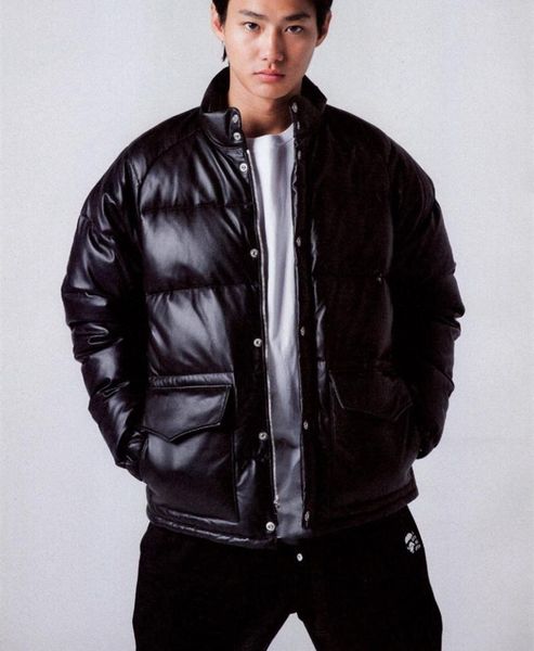 

takuya kimura short men down jacket bread served italy ultra-thin male sheep skin leather leather coat, Black