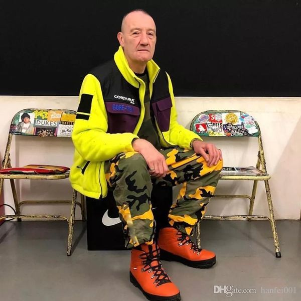 

18fw box logo экспедиция флисовой куртки color matching сращивания куртка трехцветный зима мужчины женщины пальто мода улица верхняя одежда, Black;brown