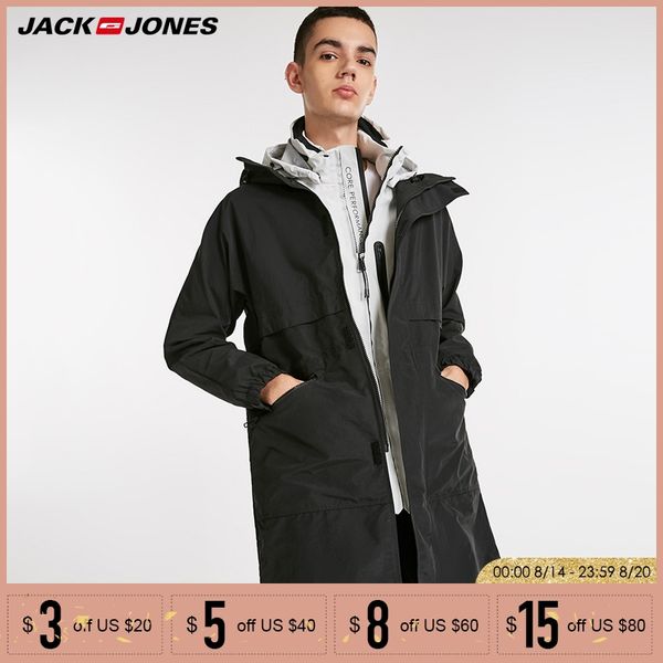 

men leisure hooded wind coat | 218421502, Black;brown