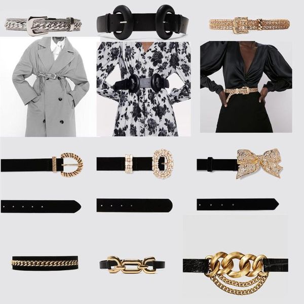 

2019 boho new pearl belt ladies charm simple crystal mark buckle statement belt female romantic waist jewelry, Black;brown