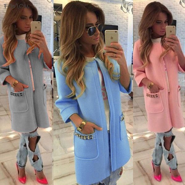 

Autumn New Winter Women Women Pocket Solid Female Coat Long Sleeve Simple Style Cardigan Knitted Sweater Cardigan