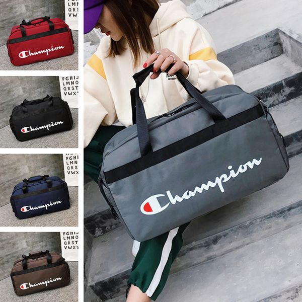 

champion letter duffel bag women men brand sports travel totes handbag luggage case large capacity sport storage training tote c51302, Black