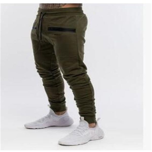 

new product fashion sweatpants men's pure color lace-up tight casual sweatpants fitness running pants, Black