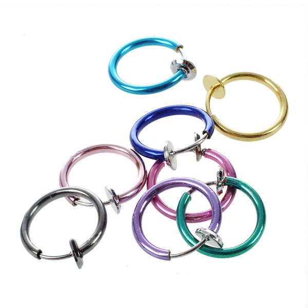 

8 lots mix color clip fake punk nose ear belly rings, Golden;silver