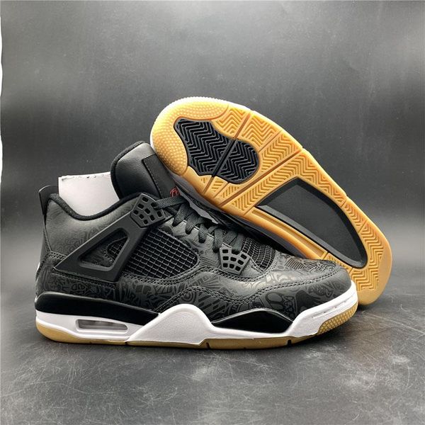 

2019 black gum mens basketball shoes 4s fashion designer edition brown sole athletic trainers sports sneaker with box