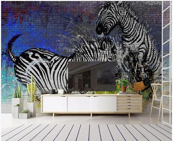 

3d wallpaper custom p mural modern stylish watercolor zebra brick wall home decor living room wallpaper for walls 3 d