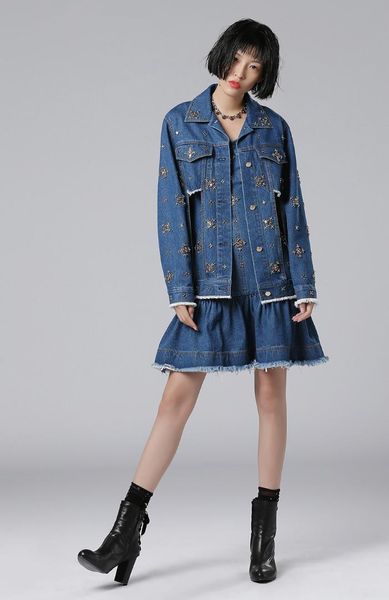 

cut-out denim jacket, Black;brown