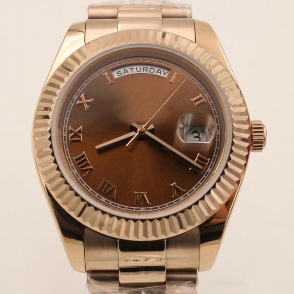 

2020 yellow gold daydate 40 self -winding mechanical movement champagne dial 228238 fluted bezel concealed folding crown clasp mens watch, Slivery;brown