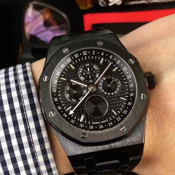 

wholesale watch 26579ce series 44mm multi-function dial hollow automatic movement 316l original buckle men watch, Slivery;brown