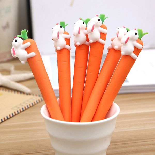 Signature Gel Pen White Rabbit Love Carrot Penna neutra per studenti Penne a inchiostro nero per l'ufficio scolastico