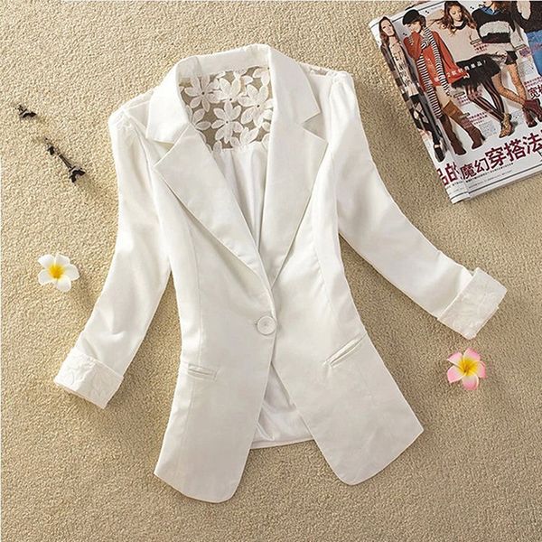 

fashion women long sleeve coat single button ladies office coat silm autumn casual female's jacket shawl collar back lace, Black;brown