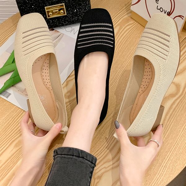 

moccasin shoes slip-on 2020 fashion women's all-match square toe soft shallow mouth casual female sneakers flats moccasins slip, Black