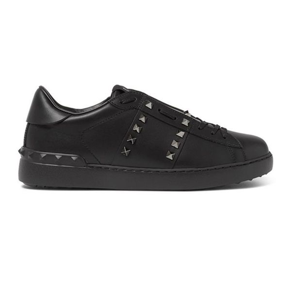 

women men rivets flats comfort casual shoe weaving leather patchwork trendy designer luxury shoes studded skateboarding tennis sneakersd09, Black
