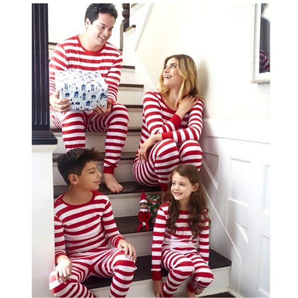 

family matching christmas pajamas pjs sets xmas striped sleepwear nightwear uk, Black;white