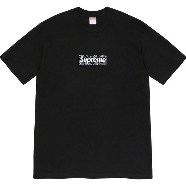 

early spring 2020 new men's designer supreme t-shirt cashew flower letter printed box logo casual t-shirt, White
