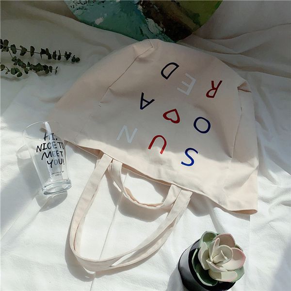 

women large canvas shopping bag reusable cotton tote grocery bag eco big books handbag shopper cute shoulder bags for ladies