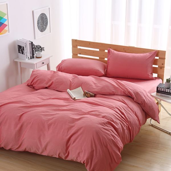 

100% cotton cartoon solid pink beddingset duvet cover bed sheet pillowcases