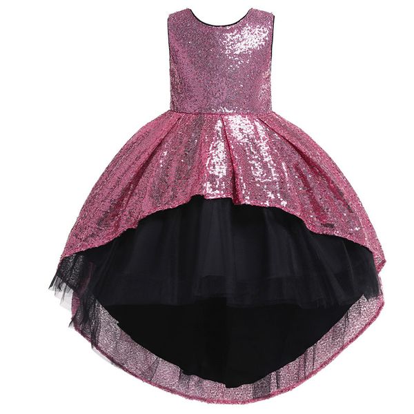 

little girl sequined dresses ruffle gauze bow mullet dress kids prom clothes girls baby girl dresses 2-10t 07, Red;yellow