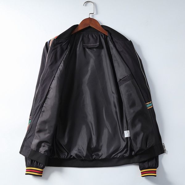 

2019 new winter jacket men's fashion trend printed youth baseball jacket collar men's long-sleeved thin models, Black;brown