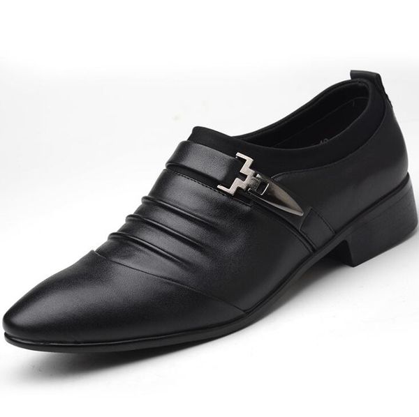 

sring low heel slip one men dress shoes fashion summer business men designer shoes casual men loafers plus size 39-48, Black