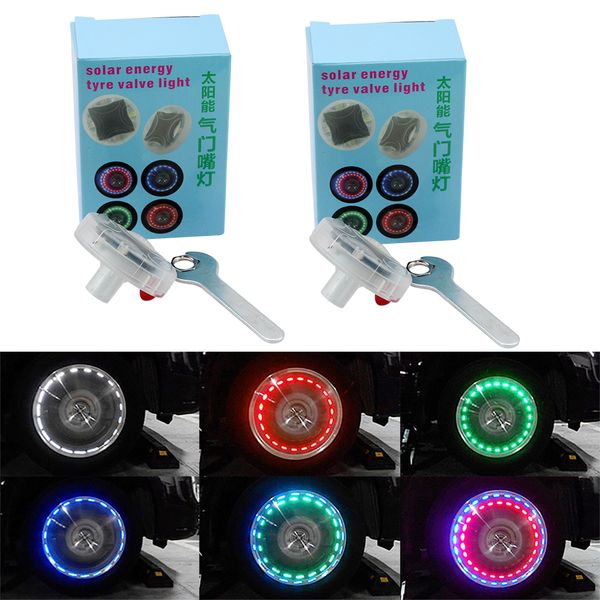 

2pcs auto accessory flashing valves caps decor lamp car motorcycle led light solar energy wheel light air caps tire car-styling