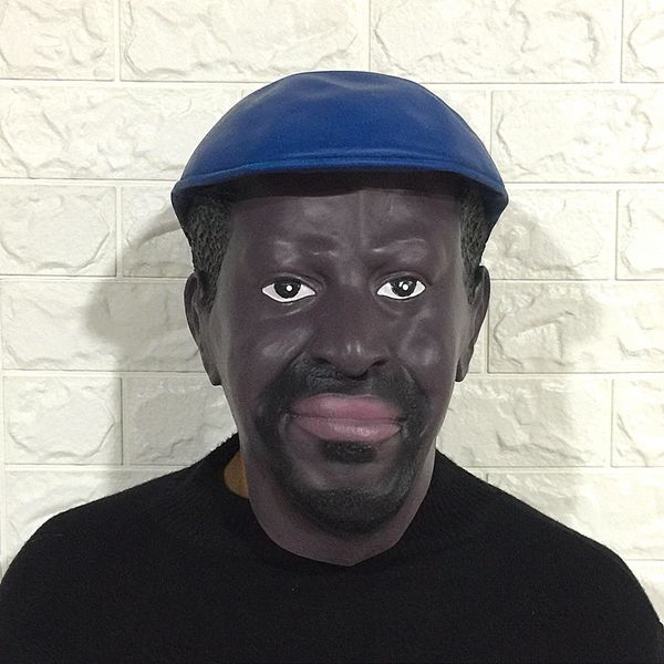

realistic black man male latex mask goatee beard disguise halloween fancy dress