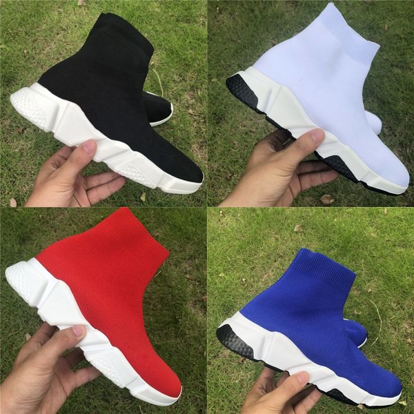 

high stretch knit paris speed trainer casual sock shoes flat bottom breathe platform luxury designer mens womens fashion boots sneakers, Black