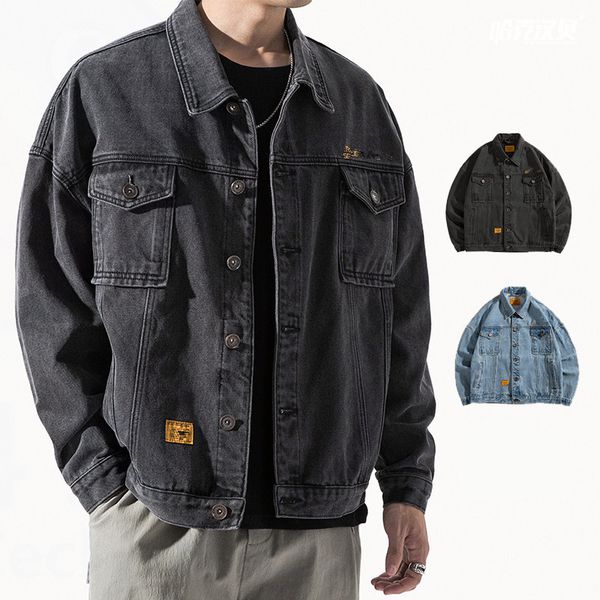 

men's jackets 2 colors mens fashion casual solid color denim jacket streetwear outwear large size s-3xl, Black;brown