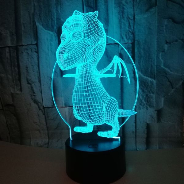 

2019 foreign trade new pattern dinosaur 3d small night-light colorful touch remote control led vision lamp gift atmosphere small desk lamp
