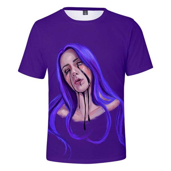 

Popular Singer Billie Eilish Peripheral 3D Print Man Tshirt Designer Summer Woman Tops Couple Matching Clothes