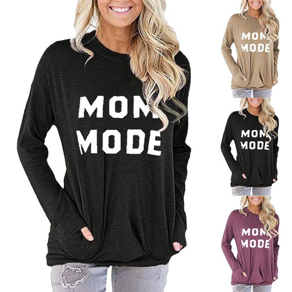 

women letter print blouses long sleeve cotton 2020 new spring lady tee black fashion clothes loose ##5, White