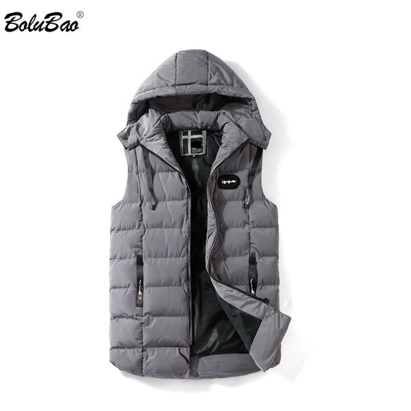 

bolubao brand men vest 2019 new winter jacket vest fashion male slim men's warm sleeveless hooded coat, Tan;black