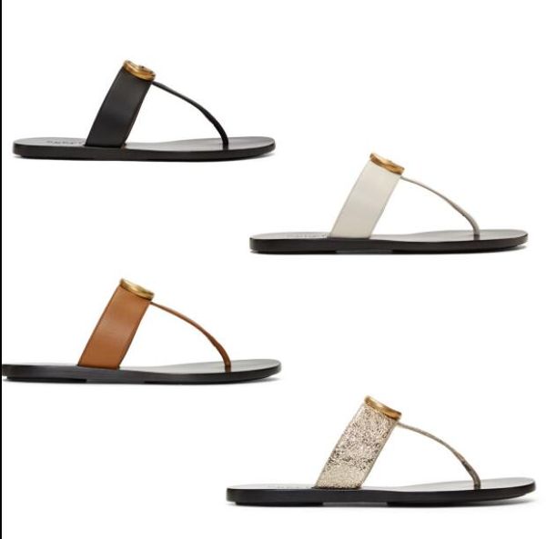 

2019 new leather thong sandal women fashion desinger slippers fashion thin black flip flops shoes black white brown red36-45