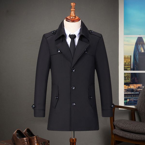 

plus size -7xl winter trench coat men business overcoat casual outdoor slim thick warm jackets and coats long men windbreaker, Tan;black