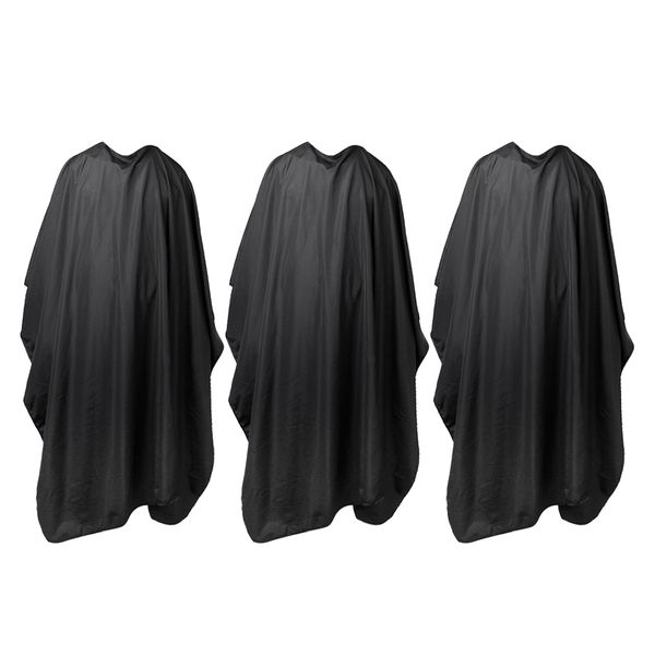 

3 pcs large salon hairdressing gown hair cutting apron w/ snap closure black