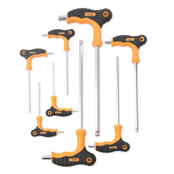 

8pc t type handle hex allen key wrench set ball head wrench set auto bike bicycle motor reapair tool 2mm-10mm crv